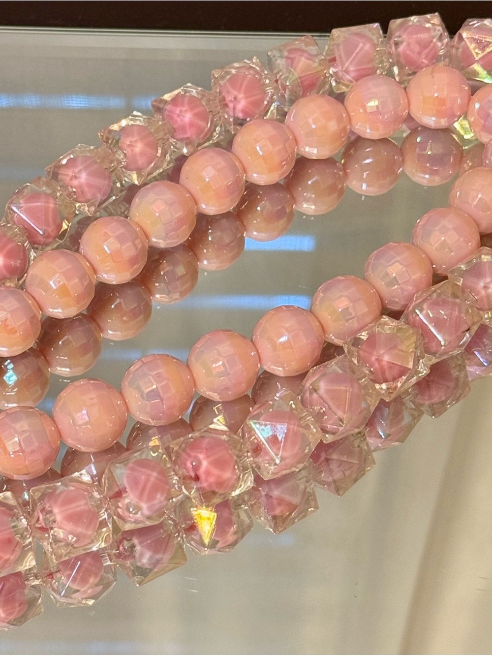 Pink Crystal & Pink Disco Pearl Bag Chain Duo